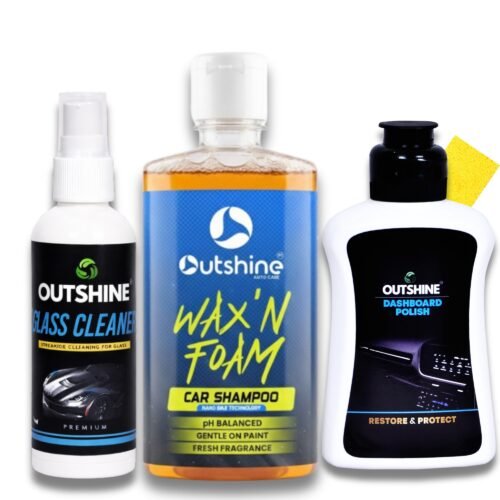 The Outshine 3-in-1 Car Care Combo – Wax Shampoo, Dashboard Polish & Glass Cleaner